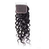 10 – 20 Inch Virgin Hair Water Wave Lace Closure (#1B Natural Black)