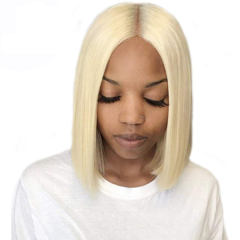 Pre-Plucked Human Remy Hair Lace Front Bob Wig Straight #613