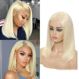 Human Hair Wigs Virgin Hair Lace Front Bob Wig Straight (#613 Blonde)