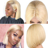Pre-Plucked Human Hair Lace Front Bob Wig Straight (#613 Blonde)