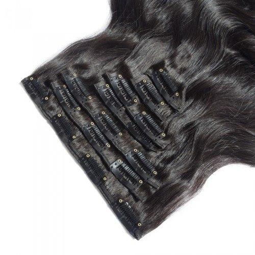16 – 26 Inch Clip In Remy Hair Extensions Body Wave (#1B Natural Black)