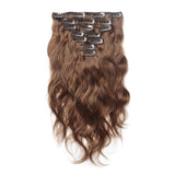 16 – 26 Inch Clip In Remy Hair Extensions Body Wave (#8 Light Brown)