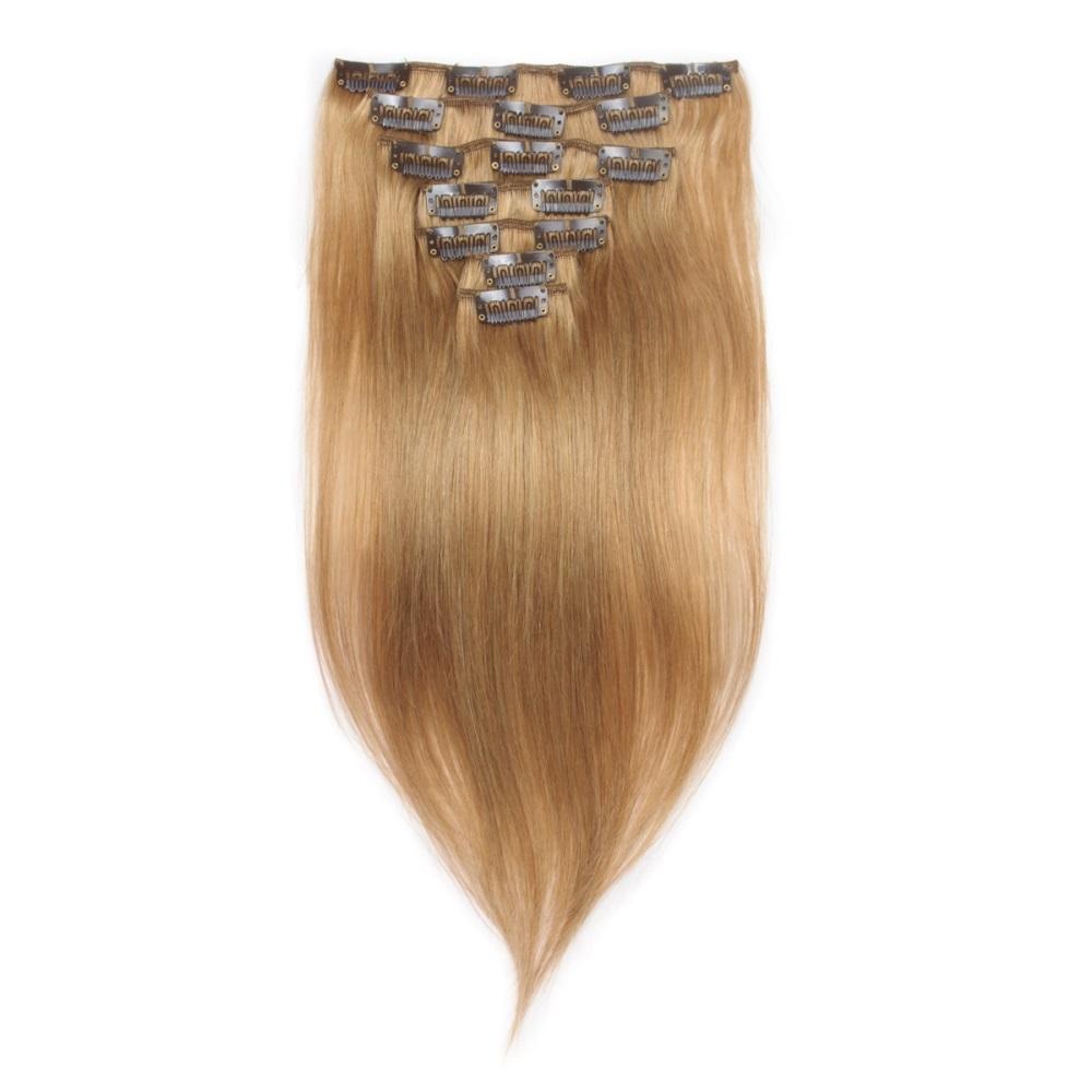 16 – 26 Inch Clip In Remy Hair Extensions Straight (#27 Strawberry Blonde)