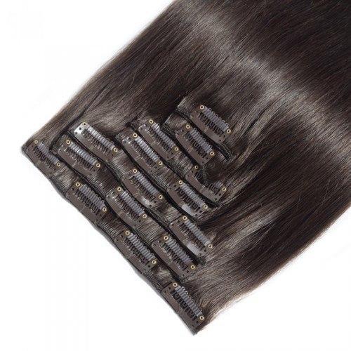 16 – 26 Inch Clip In Remy Hair Extensions Straight (#2 Dark Brown)