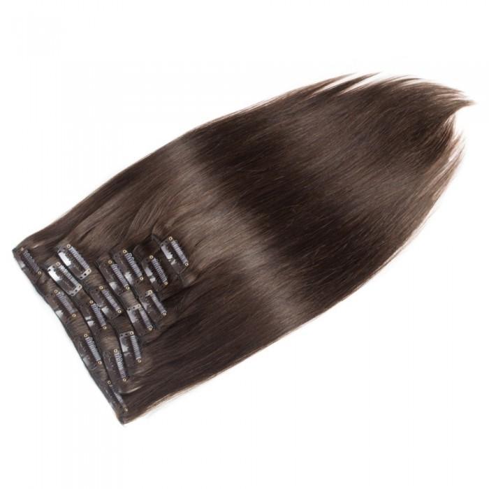 16 – 26 Inch Clip In Remy Hair Extensions Straight (#4 Medium Brown)
