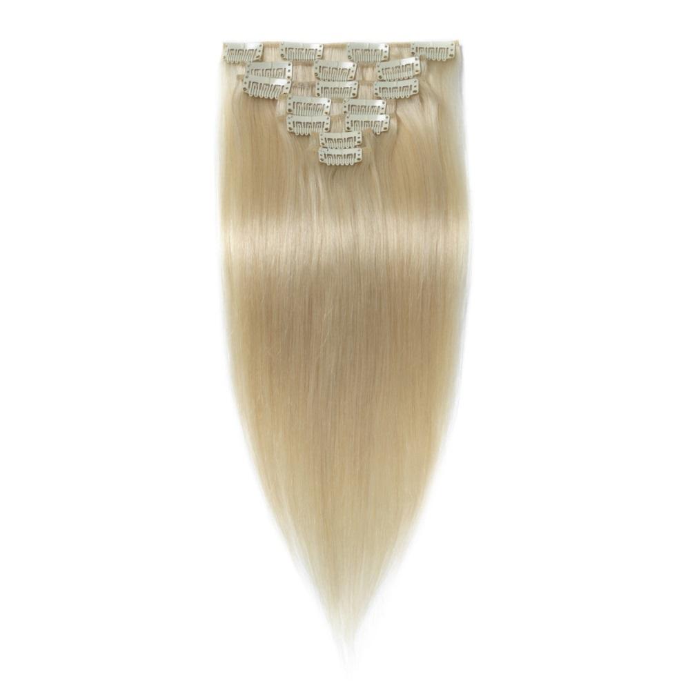 16 – 26 Inch Clip In Remy Hair Extensions Straight (#60 White Blonde)