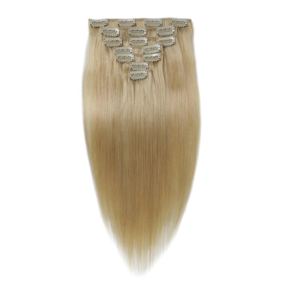 16 – 26 Inch Clip In Remy Hair Extensions Straight (#613 Bleach Blonde)