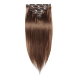 16 – 26 Inch Clip In Remy Hair Extensions Straight (#8 Light Brown)