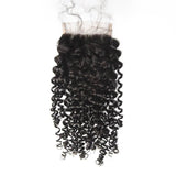 10 – 20 Inch Virgin Hair Curly Wave 4 x 4 Lace Closure (#1B Natural Black)