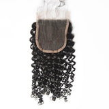 10 – 20 Inch Virgin Hair Natural Curly Lace Closure (#1B Natural Black)