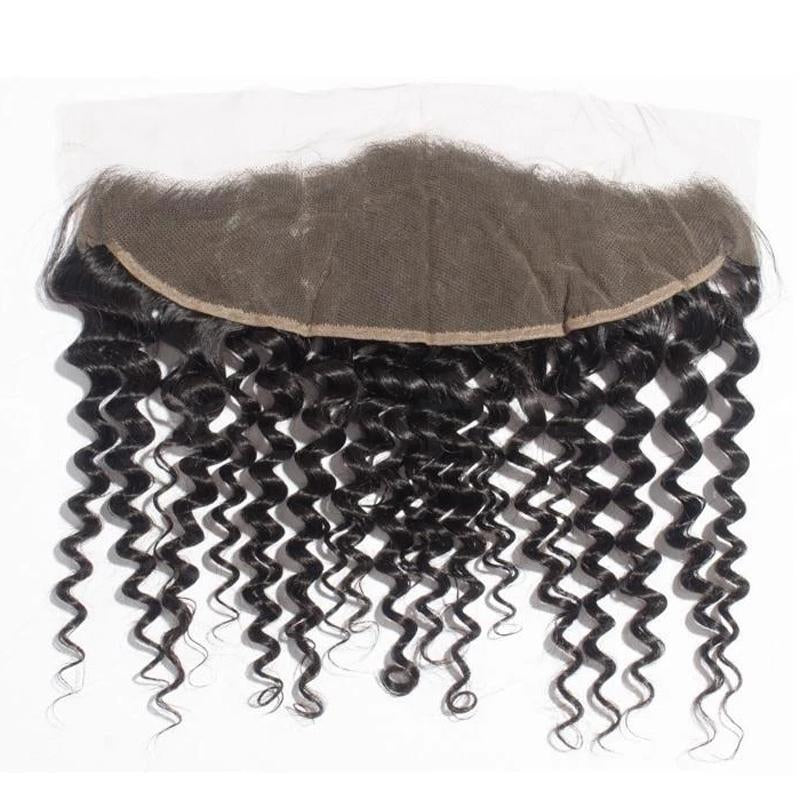 10 – 20 Inch Virgin Hair Deep Wave Lace Frontal (#1B Natural Black)