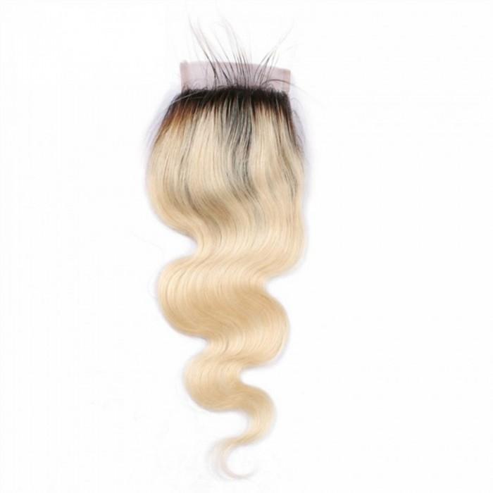 10 – 20 Inch Free Part Body Wave Lace Closure #1B/#613 Blonde