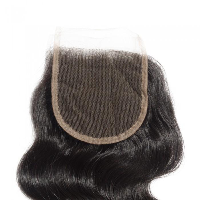 10 – 20 Inch Virgin Hair Body Wave Lace Closure #1B Natural Black