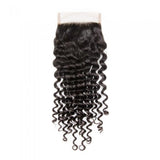 10 – 20 Inch Virgin Hair Deep Curly Lace Closure #1B Natural Black