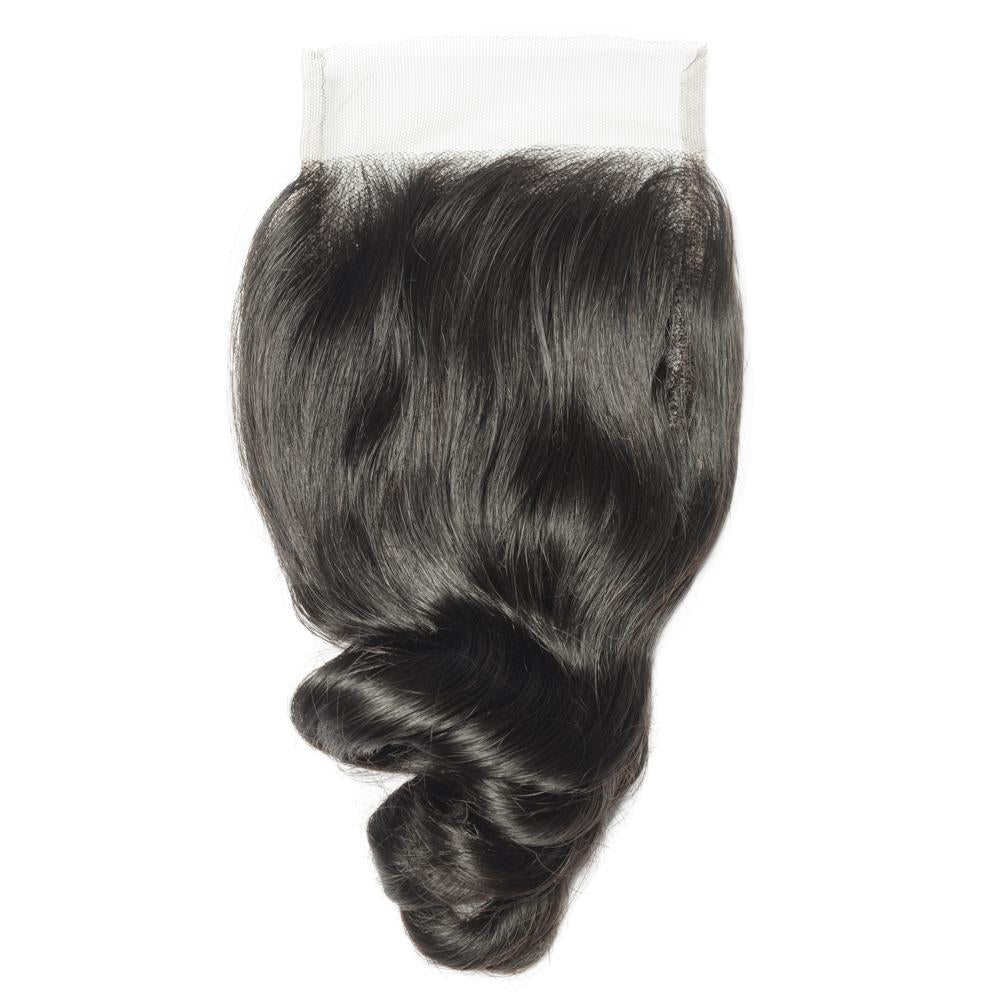 10 – 20 Inch Virgin Hair Loose Wave Lace Closure #1B Natural Black