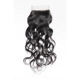 10 – 20 Inch Virgin Hair Natural Wave Lace Closure #1B Natural Black
