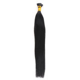 16 – 24 Inch Nail I Tip Remy Hair Extensions Straight (#1B Natural Black)