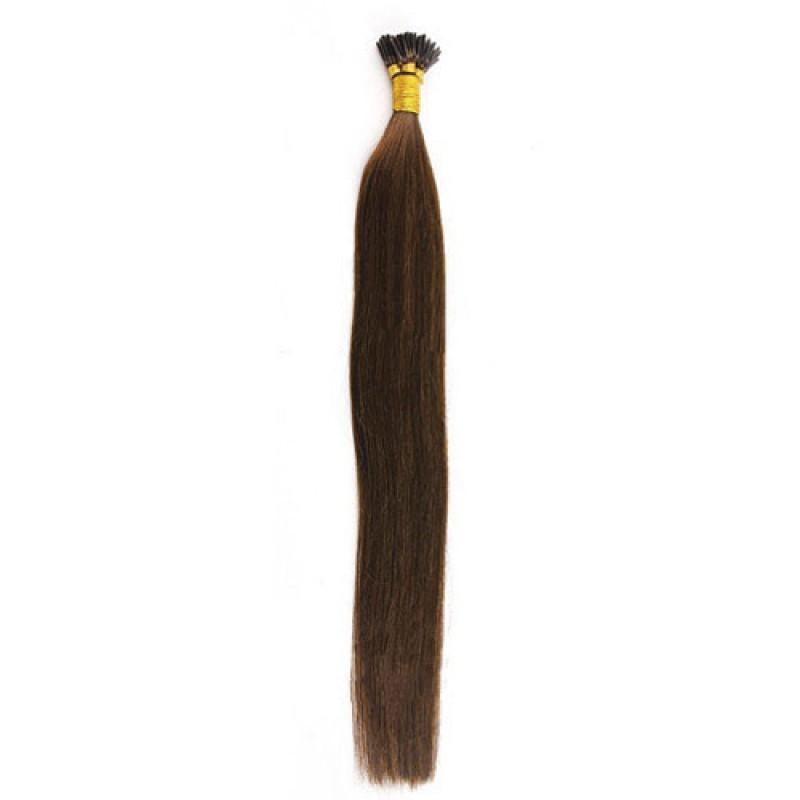 16 – 24 Inch Nail I Tip Remy Hair Extensions Straight (#4 Medium Brown)