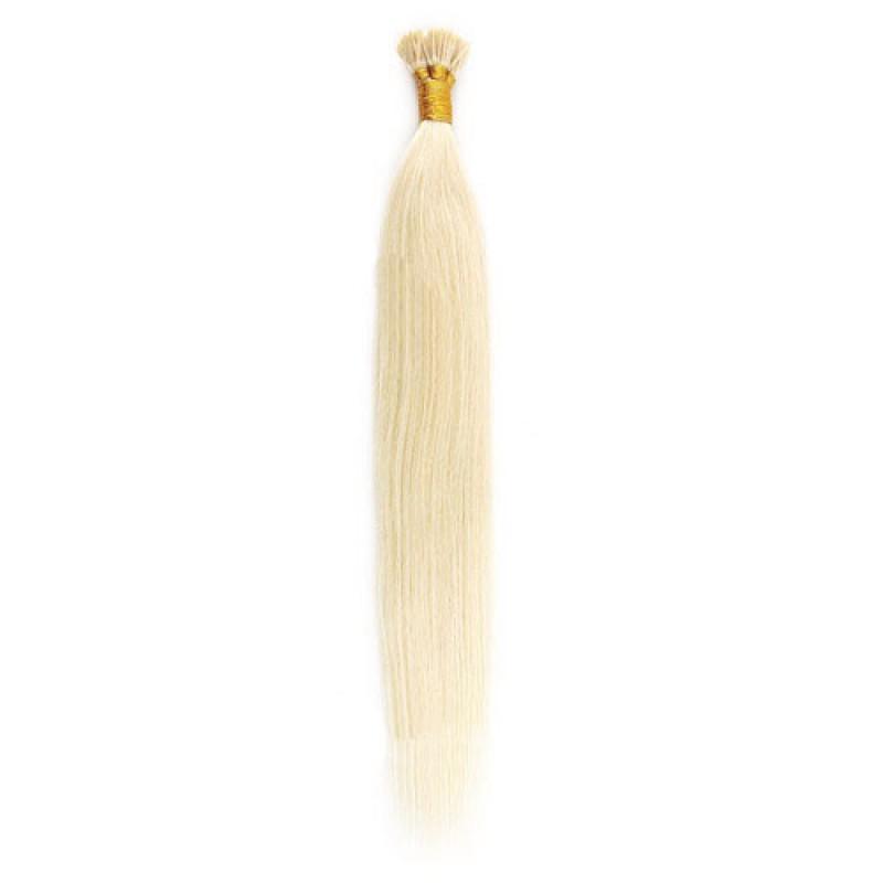 16 – 24 Inch Nail I Tip Remy Hair Extensions Straight (#60 White Blonde)