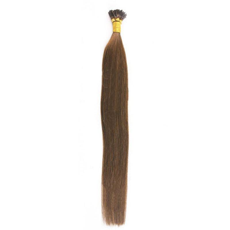 16 – 24 Inch Nail I Tip Remy Hair Extensions Straight (#8 Light Brown)