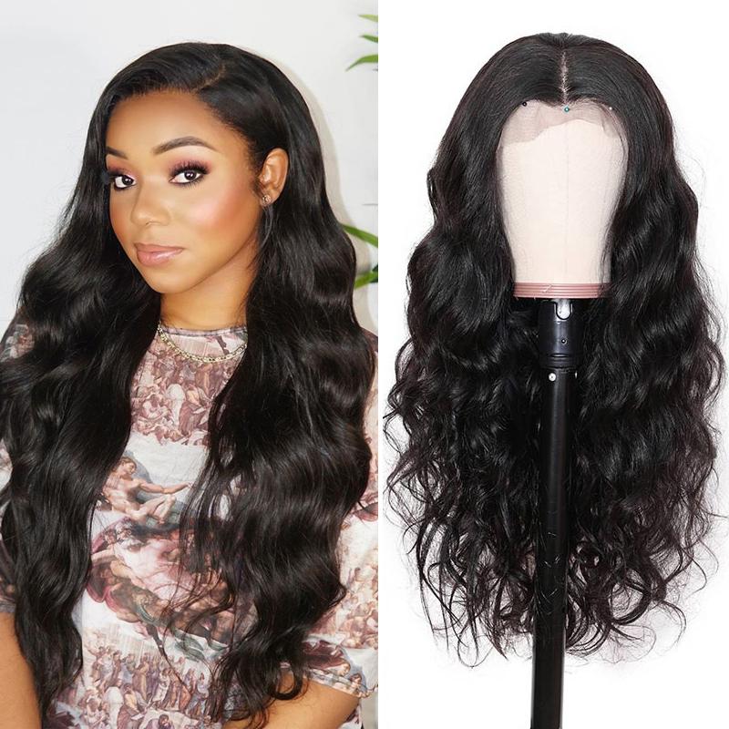 Pre-Plucked Lace Front Wig 13×6 Virgin Hair Body Wave #1B