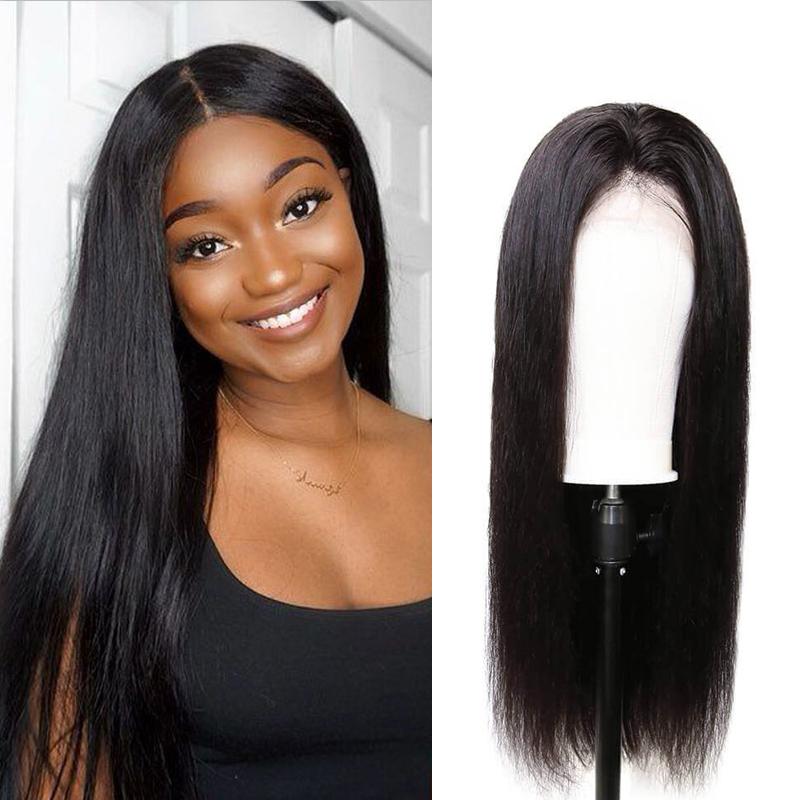 Pre-Plucked Lace Front Wig 13×6 Virgin Hair Straight #1B