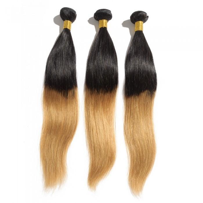 16 – 26 Inch Ombre Hair Human Remy Hair Extensions Straight (#1B/#27)