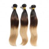 12 – 26 Inch Ombre Hair Human Remy Hair Extensions Straight (#1B/4/27)