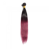 12 – 26 Inch Ombre Hair Human Remy Hair Extensions Straight (#1B/99J Burgundy)