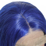 Pre-Plucked Human Remy Hair Lace Front Bob Wig Straight (Blue)