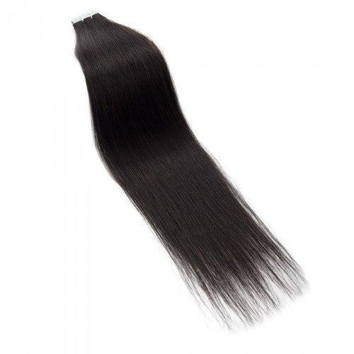 16 – 24 Inch Tape In Remy Hair Extensions Straight (#1B Natural Black)