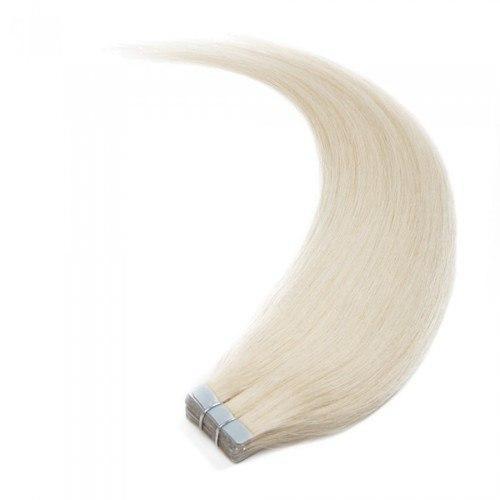 16 – 24 Inch Tape In Remy Hair Extensions Straight (#60 White Blonde)