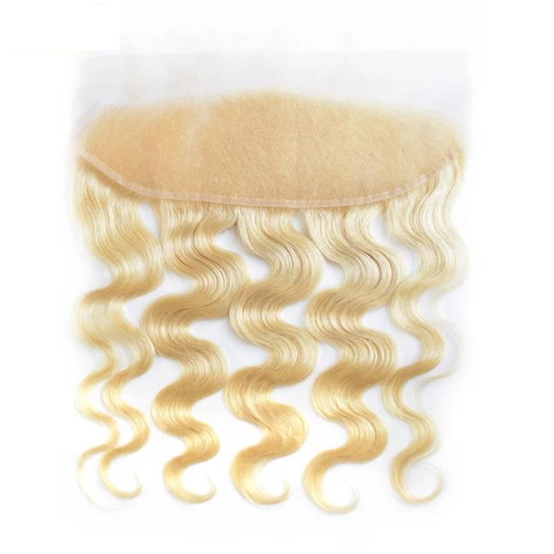 10 – 20 Inch Virgin Hair Body Wave Transparent Lace Frontal (#613 Bleach Blonde)