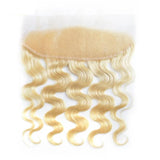 10 – 20 Inch Virgin Hair Body Wave Transparent Lace Frontal (#613 Bleach Blonde)