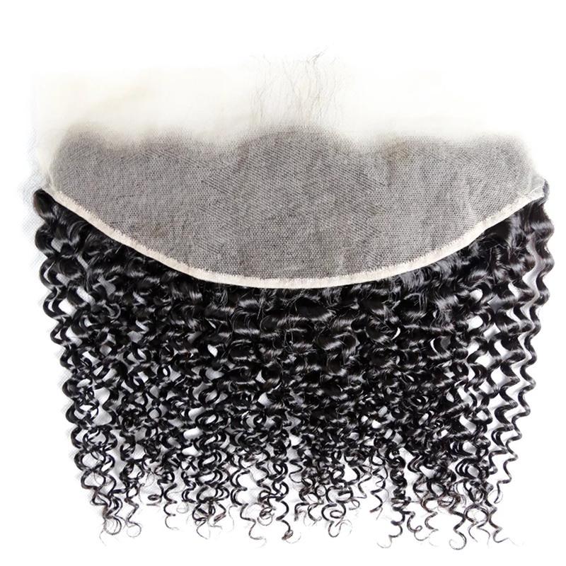 Virgin Hair Curly Transparent Lace Frontal (#1B Natural Black)