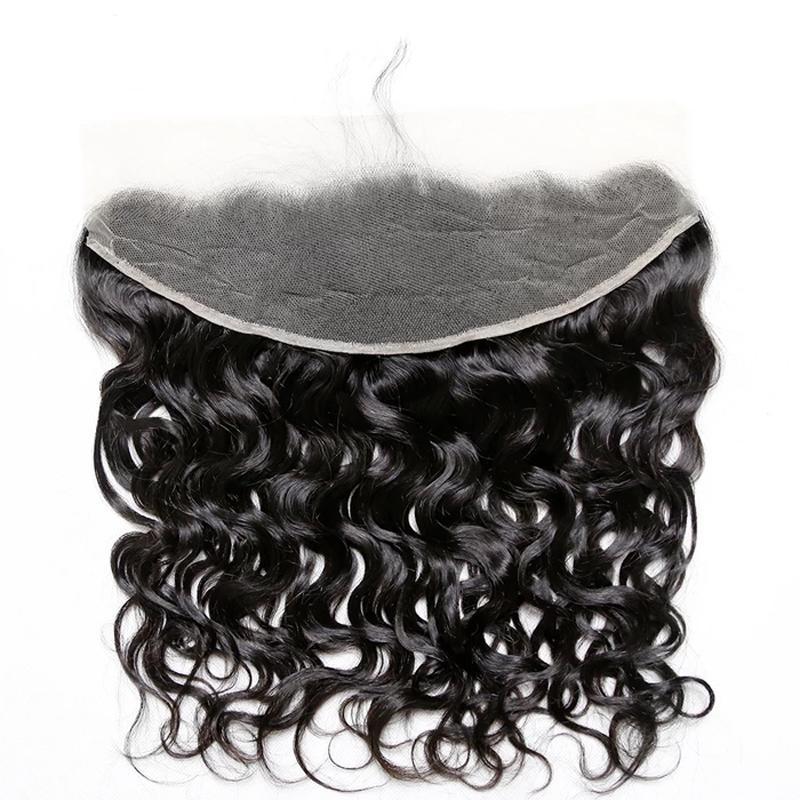 Virgin Hair Water Wave Transparent Lace Frontal (#1B Natural Black)