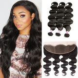 Virgin Hair 3 Bundles with Lace Frontal Body Wave Hair