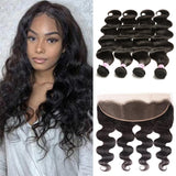 Virgin Hair 4 Bundles with Lace Frontal Body Wave Hair