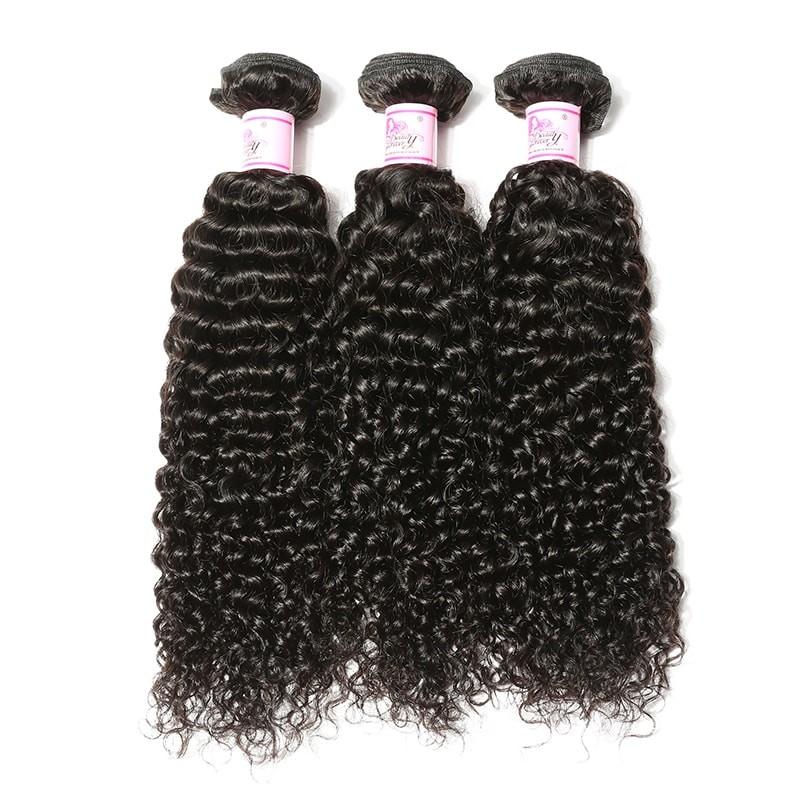 10A Virgin Hair 3 Bundles with 4 x 4 Lace Closure Curly Wave Hair