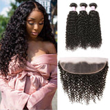 Virgin Hair 3 Bundles with Lace Frontal Curly Hair
