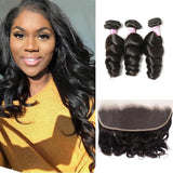 10A Virgin Hair 3 Bundles with 13 x 4 Lace Frontal Loose Wave Hair