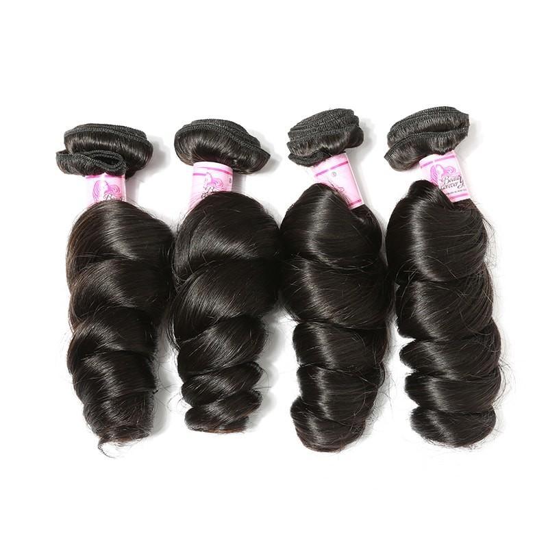 10A Virgin Hair 4 Bundles with 4 x 4 Lace Closure Loose Wave Hair