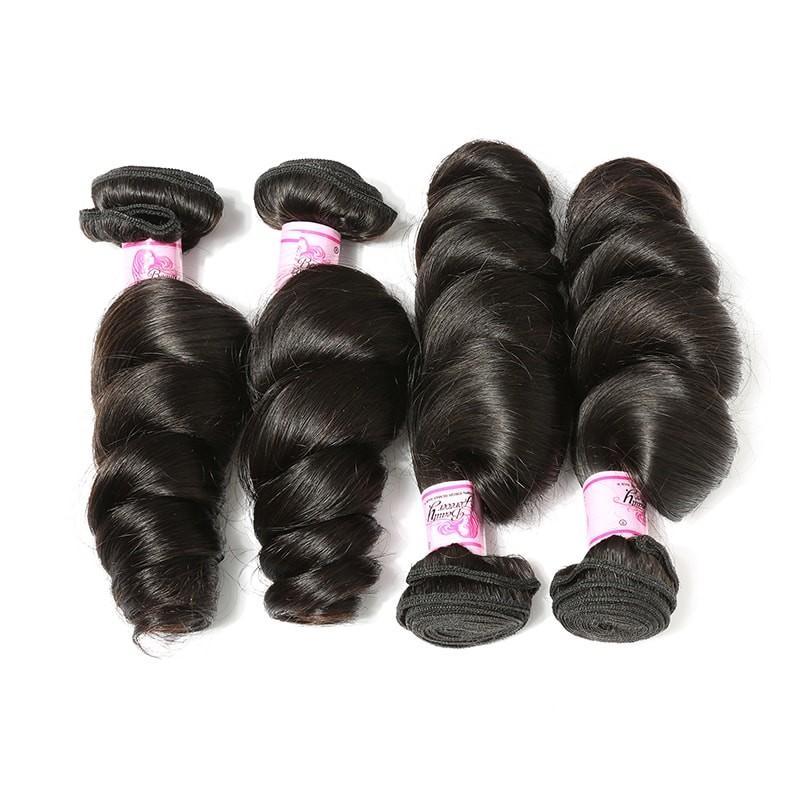 10A Virgin Hair 4 Bundles with 4 x 4 Lace Closure Loose Wave Hair