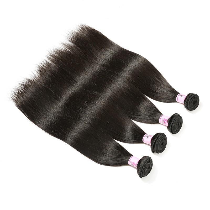 10A Virgin Hair 4 Bundles with 4 x 4 Lace Closure Straight Hair