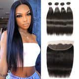 Virgin Hair 4 Bundles with Lace Frontal Straight Hair