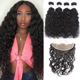 10A Virgin Hair 4 Bundles with 13 x 4 Lace Frontal Water Wave Hair