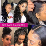 Human Hair Wigs 360 Lace Frontal Wigs Virgin Hair Body Wave Wig #1B