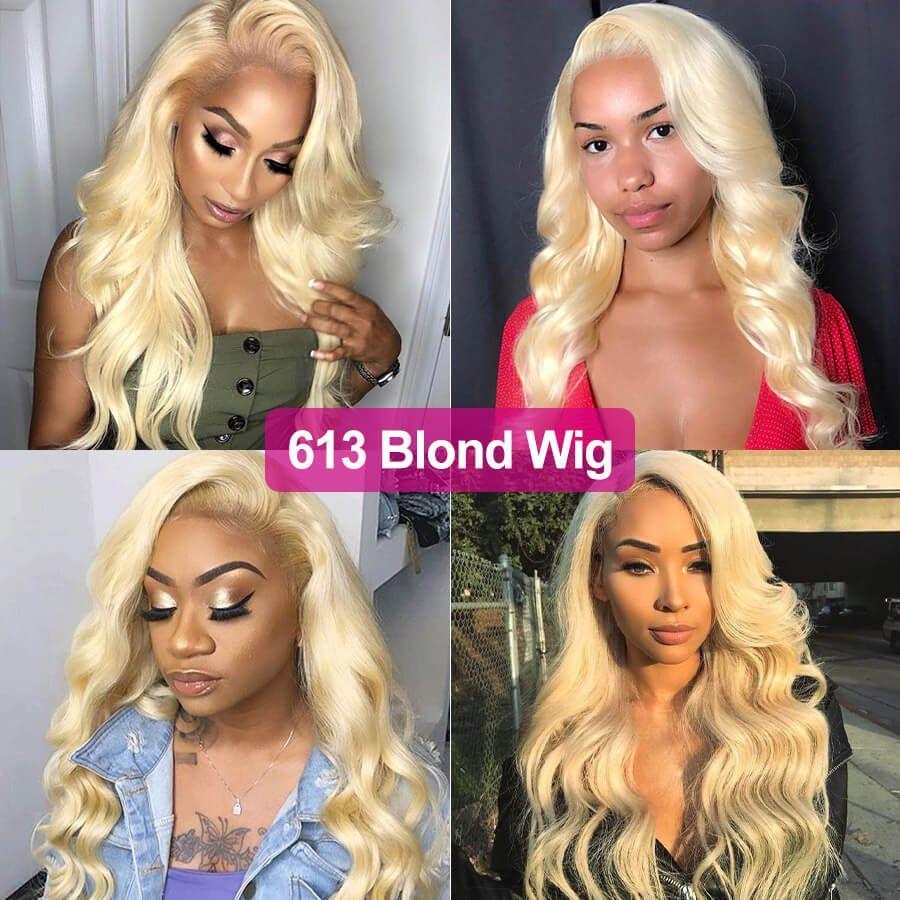 Human Hair Wigs 13 x 4 Lace Front Wigs Virgin Hair Body Wave Wig #613 Blonde