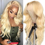 Pre-Plucked Lace Front Wigs Virgin Hair Body Wave Wig #613 Blonde