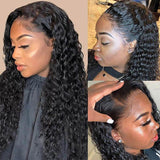 Human Hair Wigs 13 x 4 Lace Front Wigs Virgin Hair Deep Wave Wig #1B